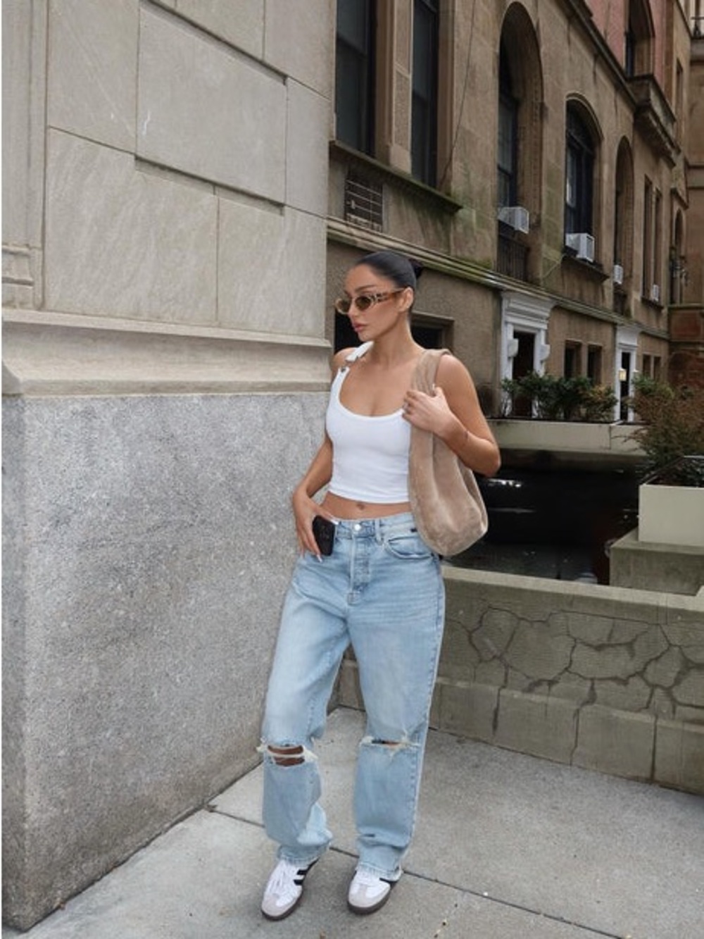 Fashion Nova Light Blue Distressed Straight-Leg Jeans